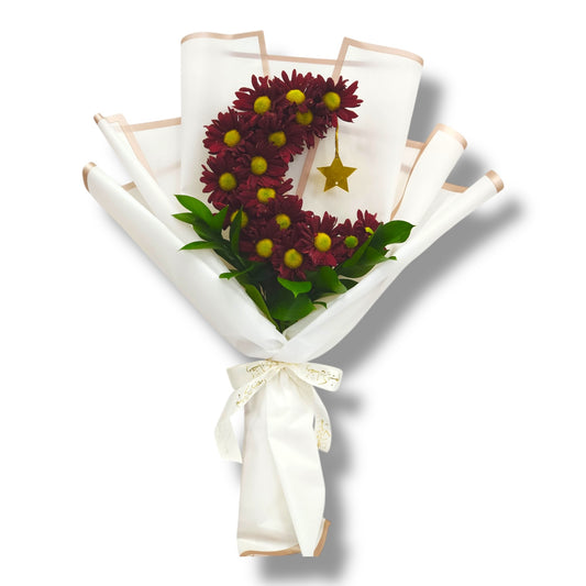 For the bouquet with deep red flowers forming a crescent with a golden star, symbolizing Ramadan’s spiritual significance.