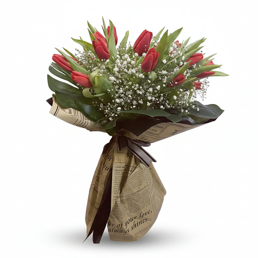 Red Rapture Bouquet – Blue Flowers UAE